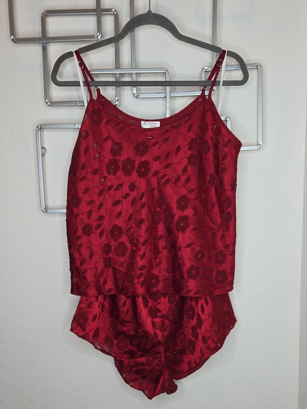 Cinema Etoile Vintage Chemise And Shorts Lingerie Set Maroon Medium